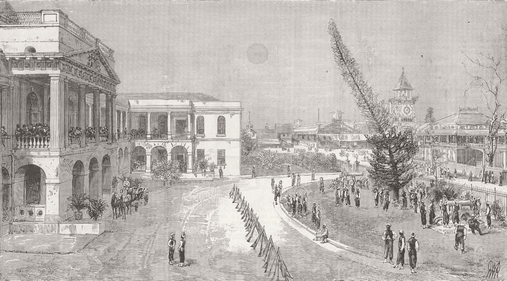 GUYANA. Public buildings, Georgetown, Demerara  1885 old antique print picture